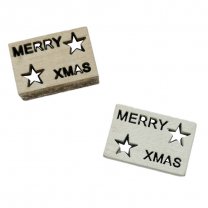 WIT Houten label "Happy Xmas" 3x2cm